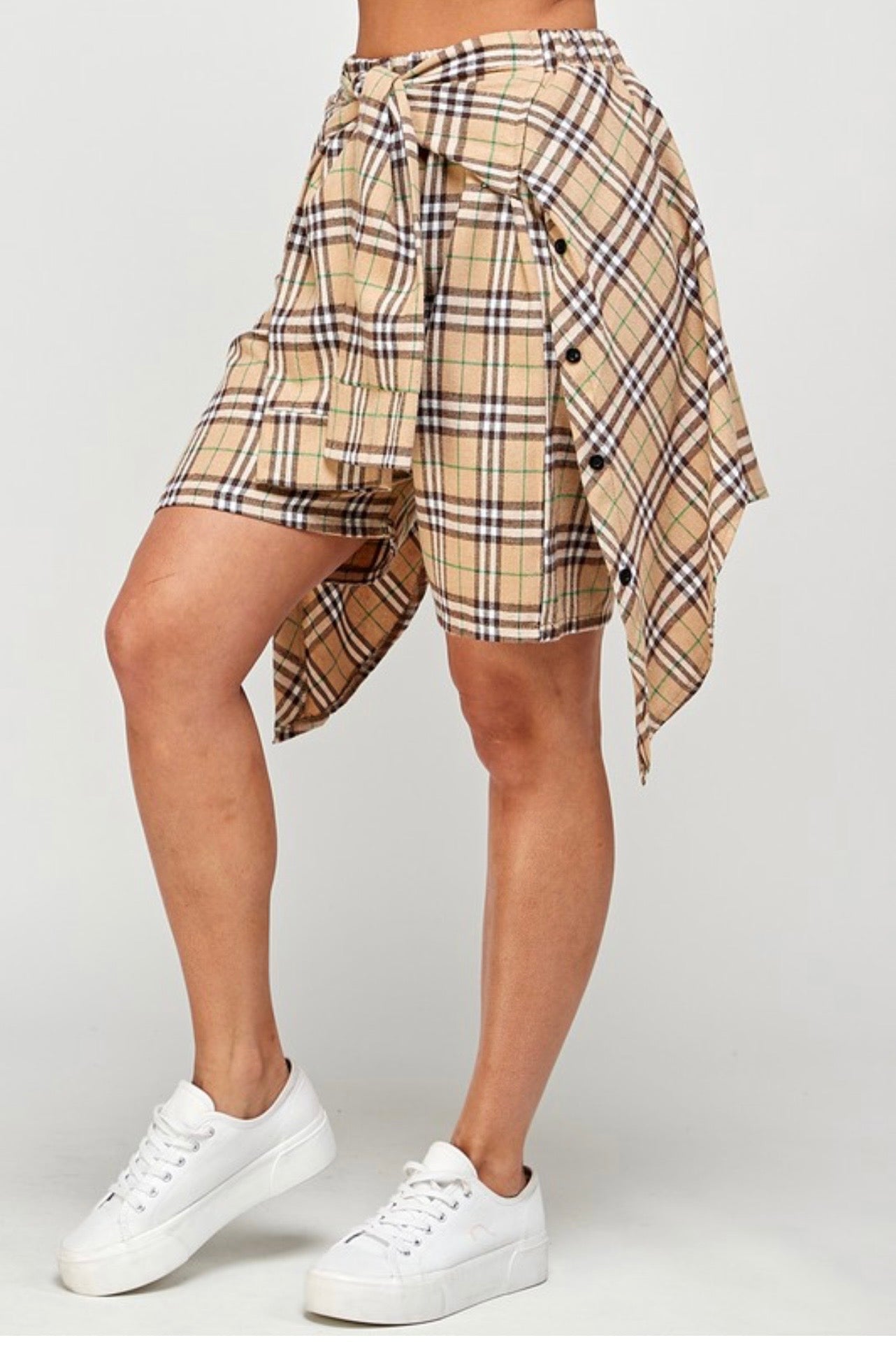 Rayne Plaid Midi Shorts