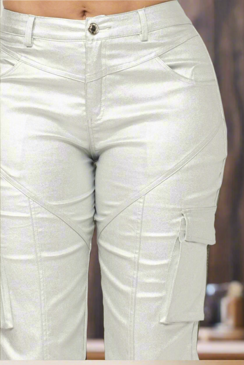Metallic Raven Faux Leather pants