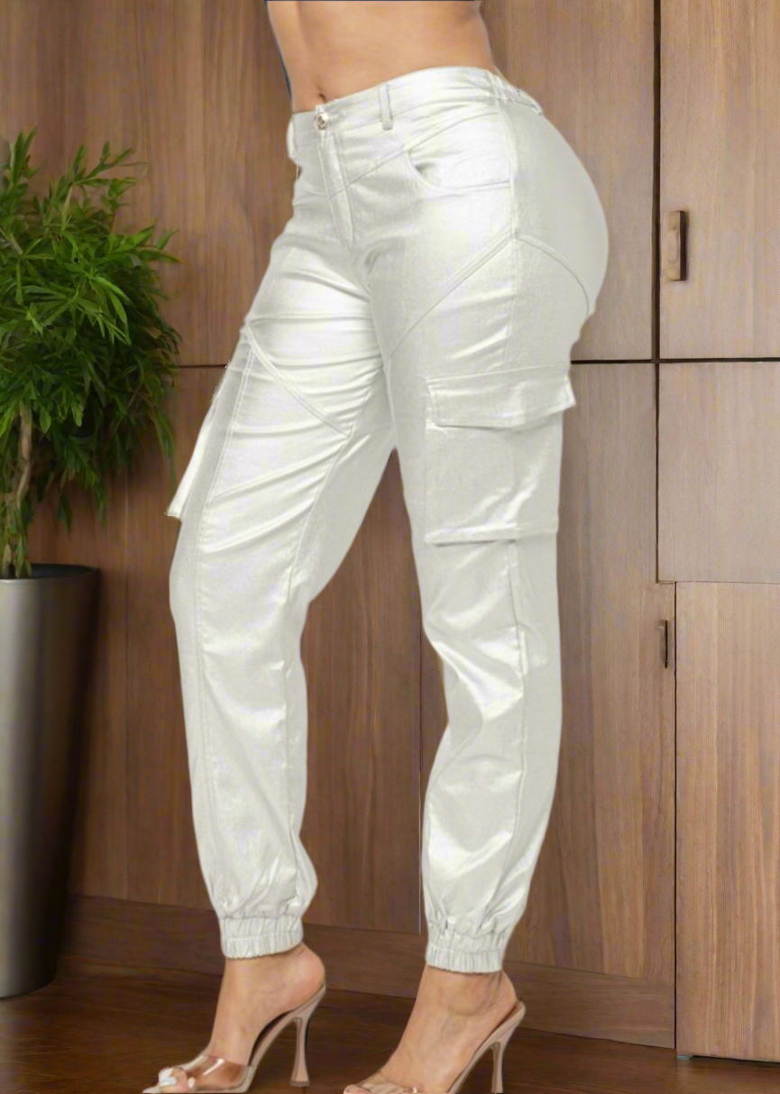 Metallic Raven Faux Leather pants