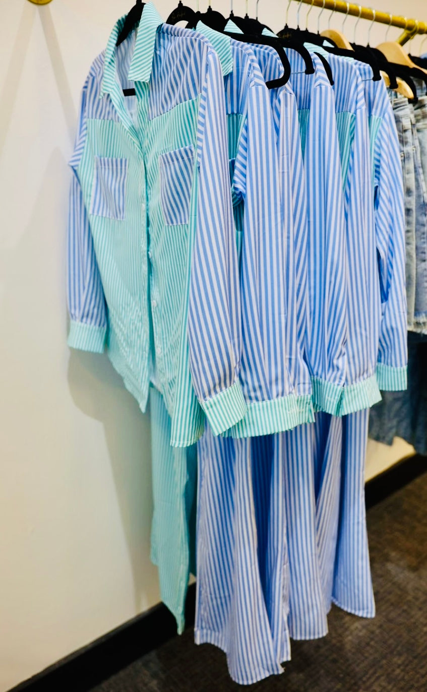 Pretty Stripped Comfy Two Piece Set