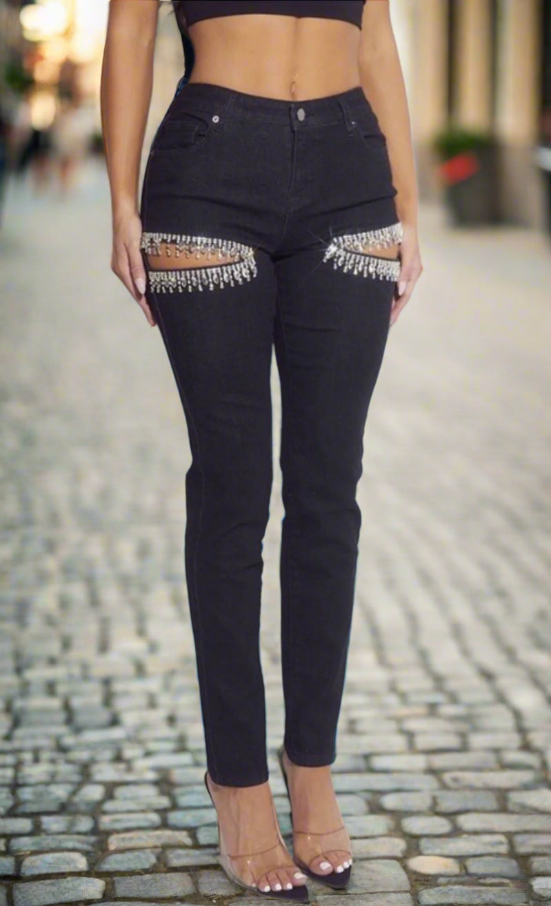 Diamond n a Ruff Black Denim Jeans