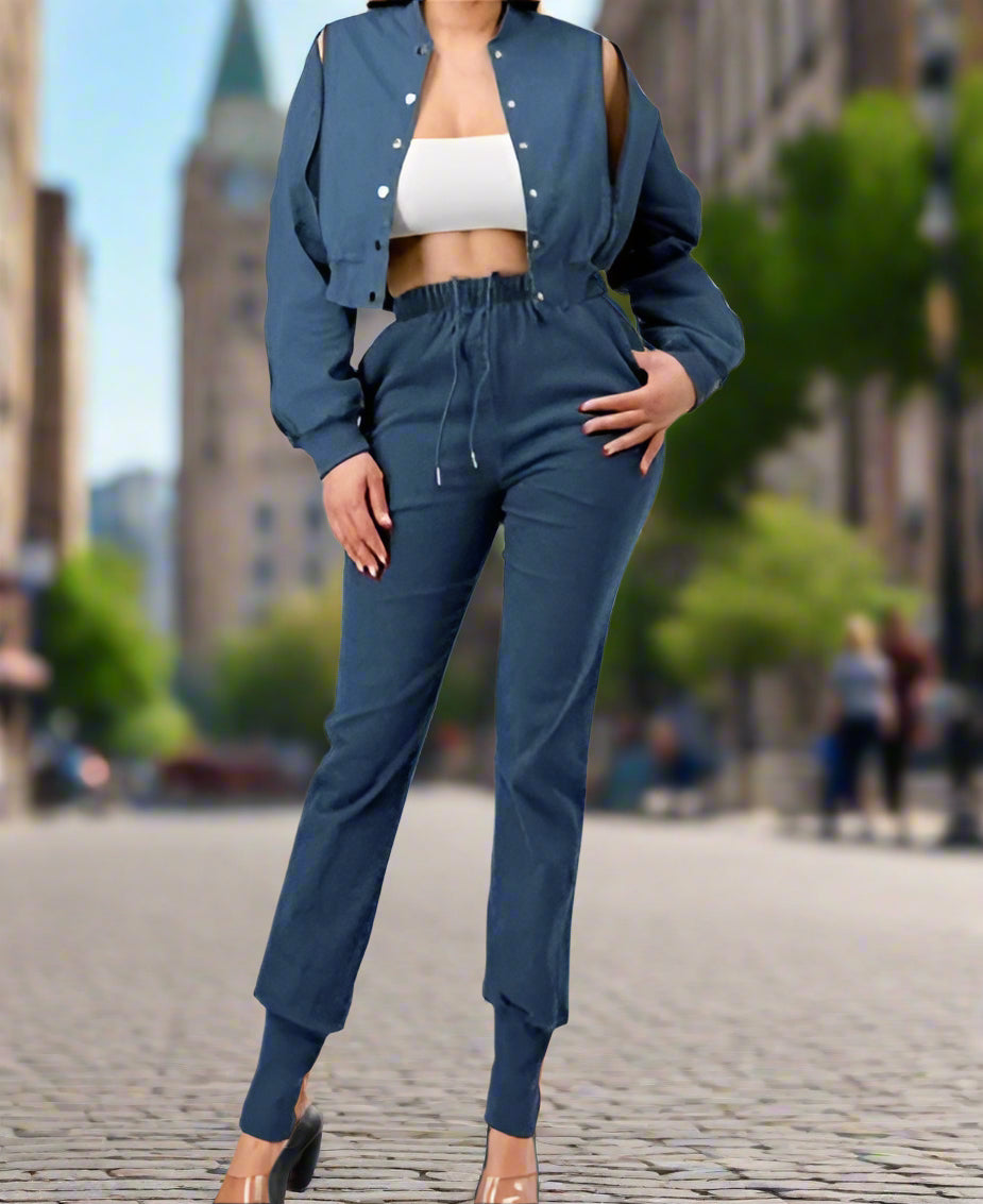 Tyson Two Piece Denim Sweatsuit