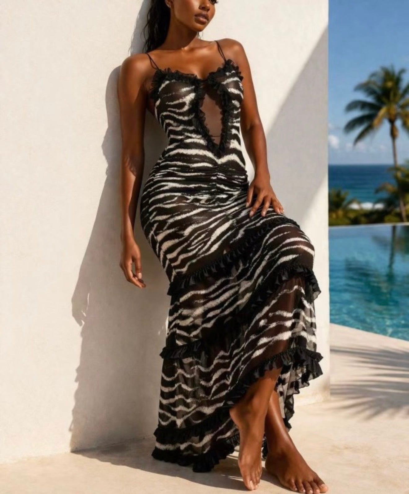Young Miami Zebra print Maxi Dress