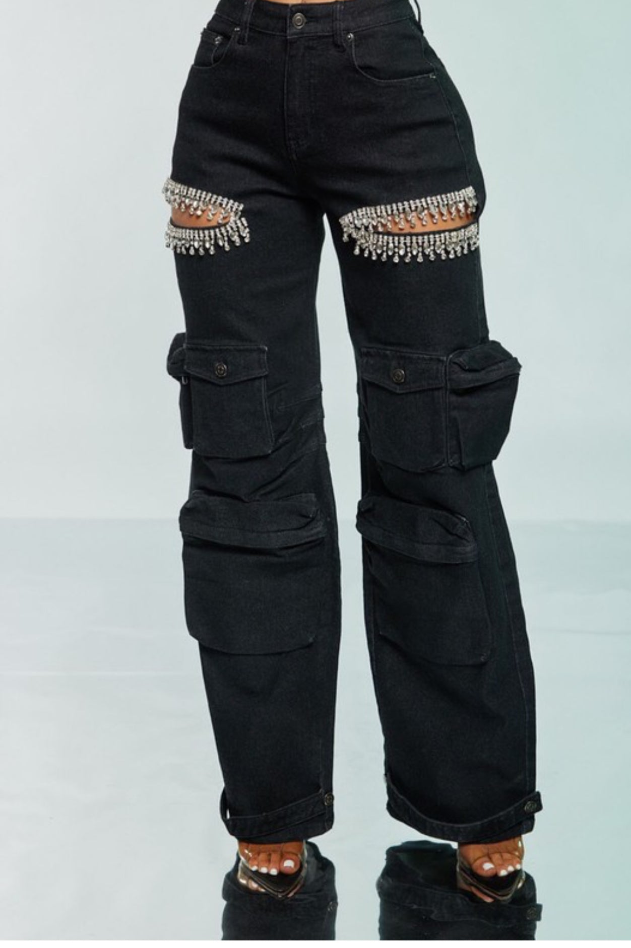 Crystal Black Cargo Jeans