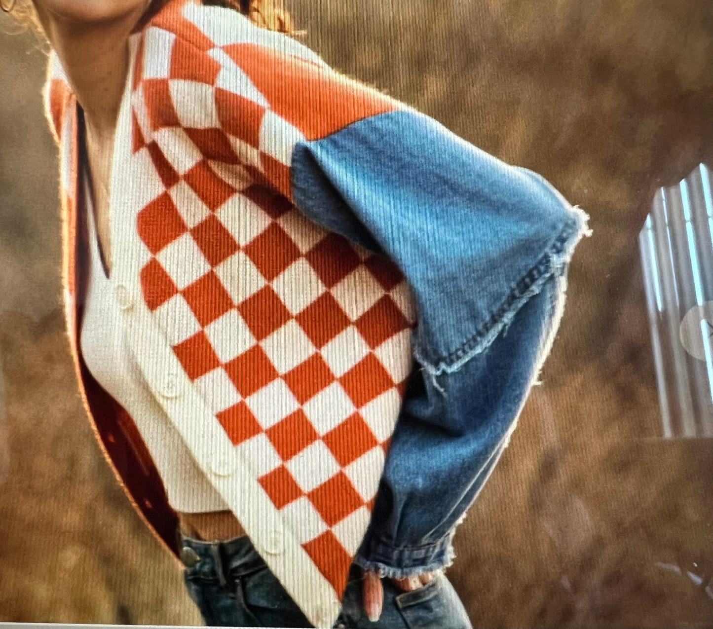 Checkered Pumpkin Denim