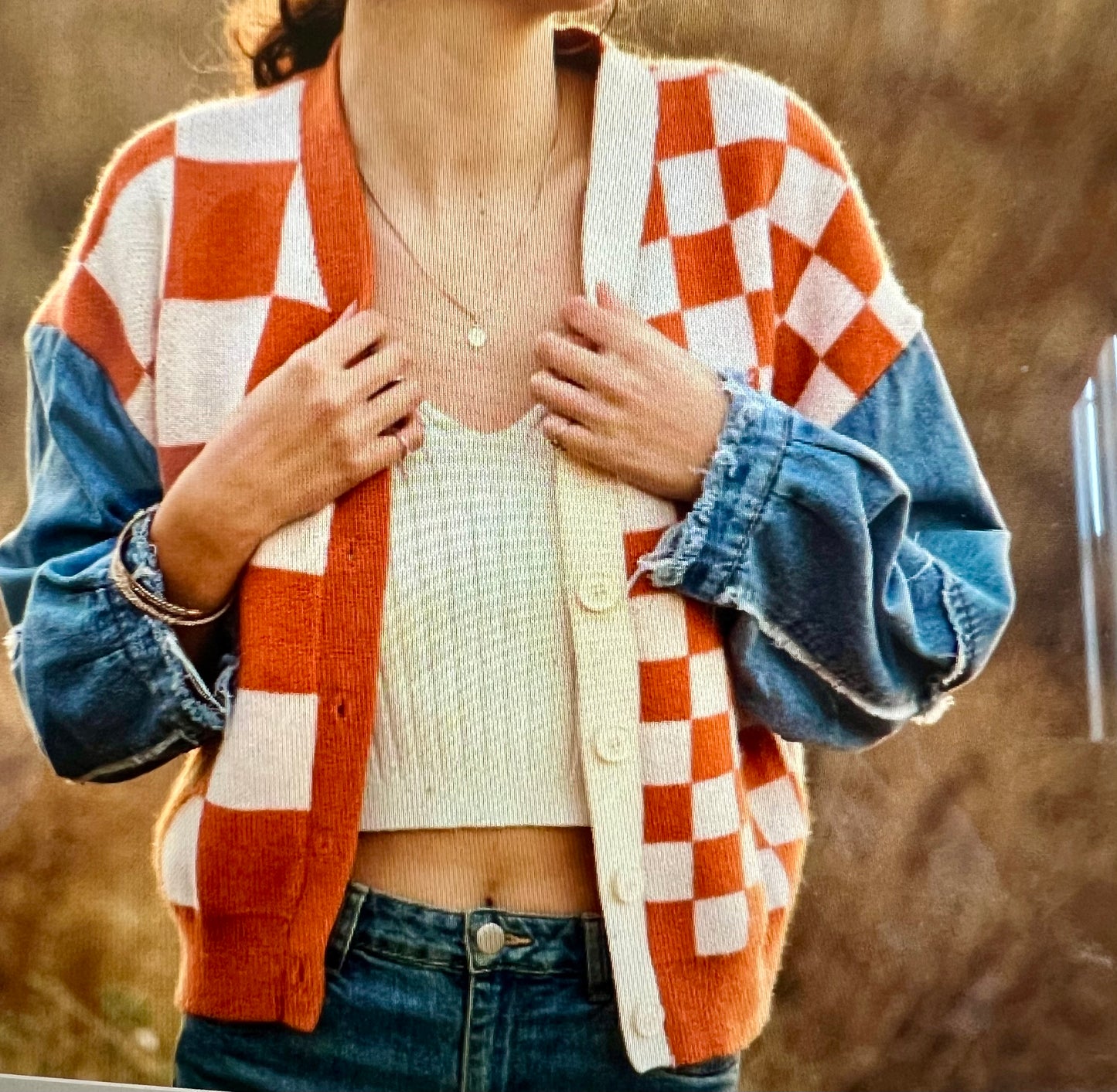 Checkered Pumpkin Denim